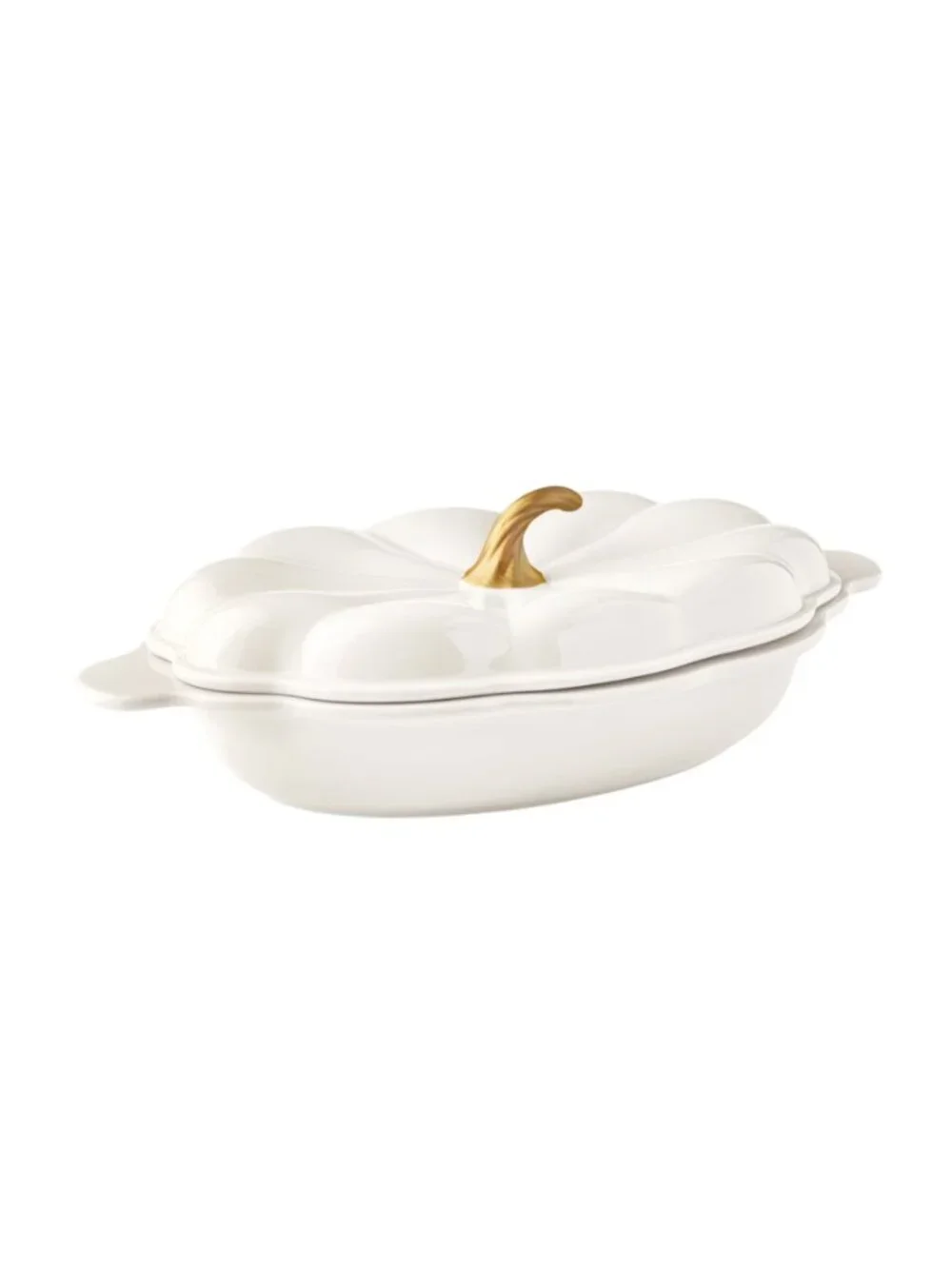 The Pioneer Woman Home White 3-Quart Oval Pumpkin Dish Stoneware Baker with Lid